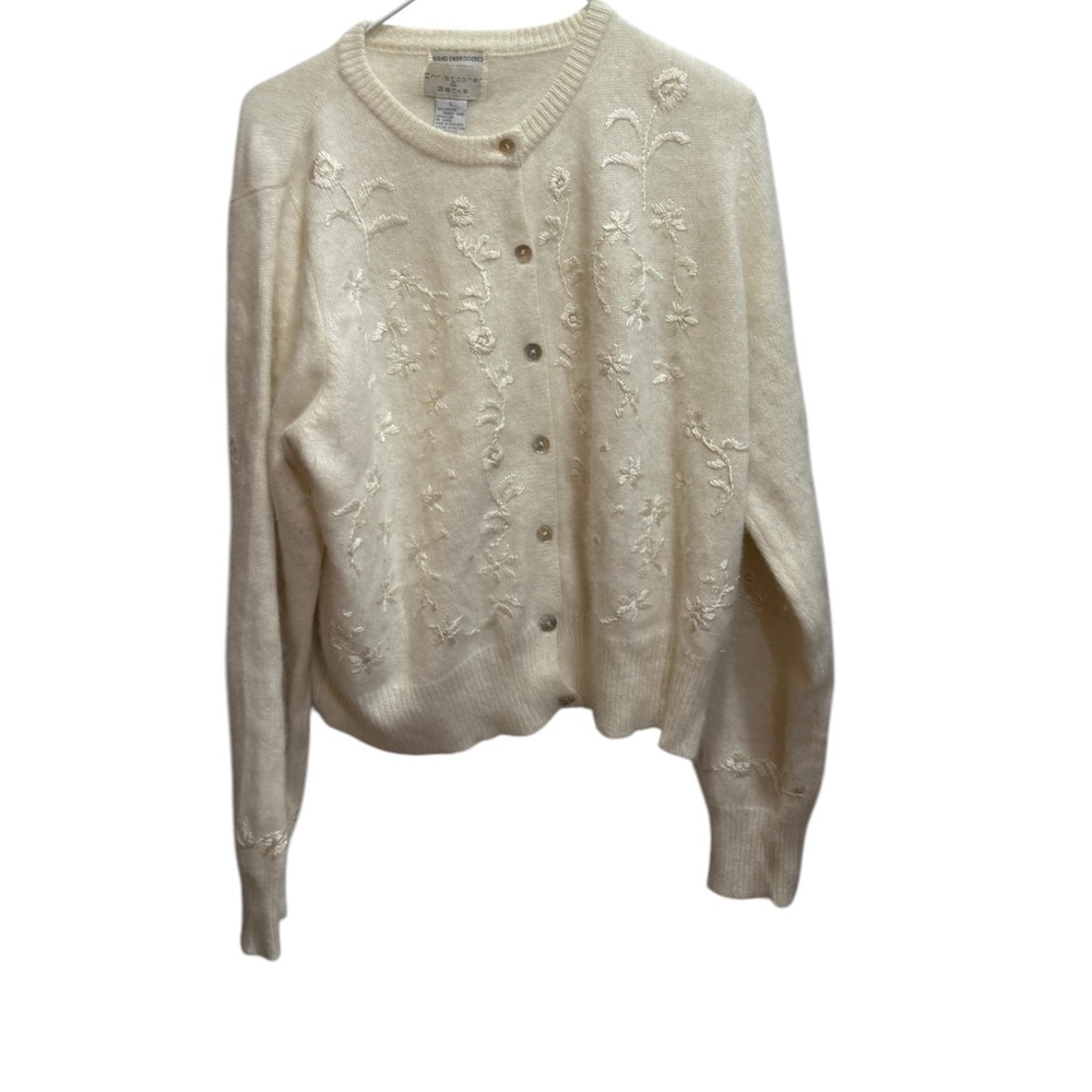 Vintage  Christopher & Banks hand embroidered Angora cream size women’s large